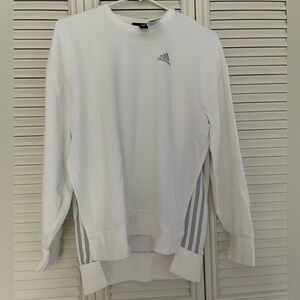Adidas pull over white sweatshirt with split hem detail on sides